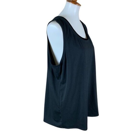 J Jill Black Stretch Velvet Trim Tank Top XL Sleeveless Soft Cotton Modal Blend - Picture 2 of 5